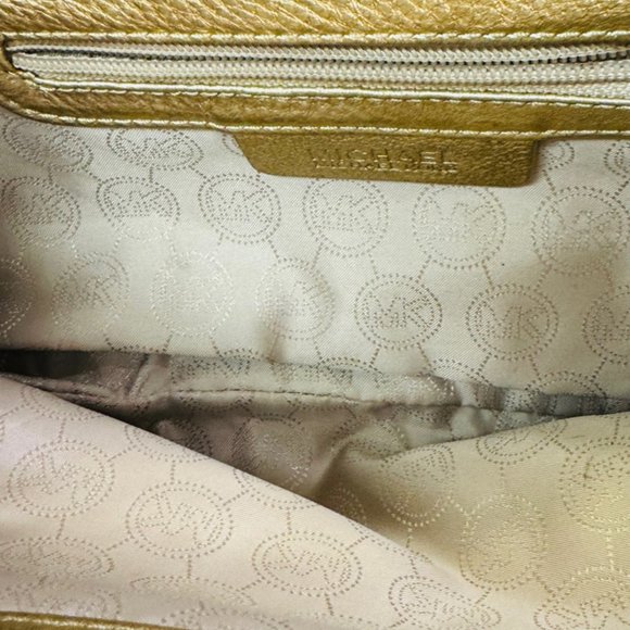 Michael Kors Gold Pebbled Leather Berkley Clutch - Picture 9 of 9